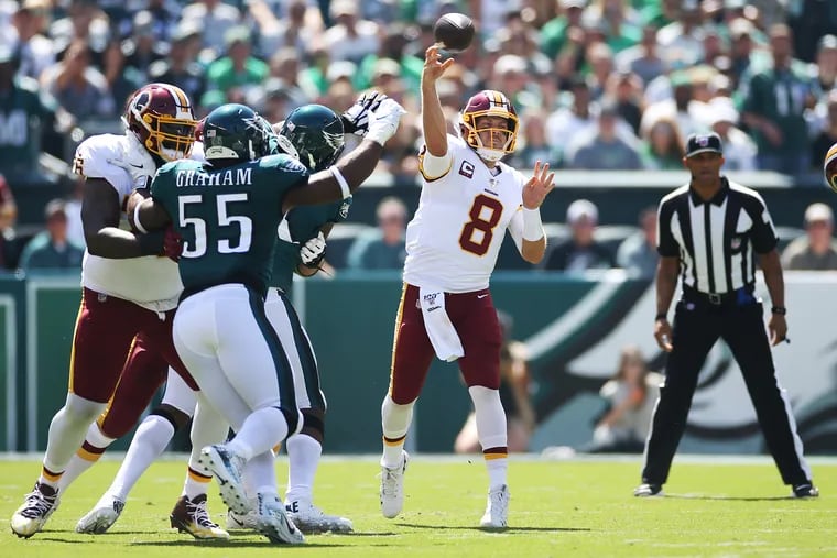 Washington quarterback Case Keenum threw a career-high 380 yards on Sunday, raising concerns about the strength of the Eagles' pass defense.