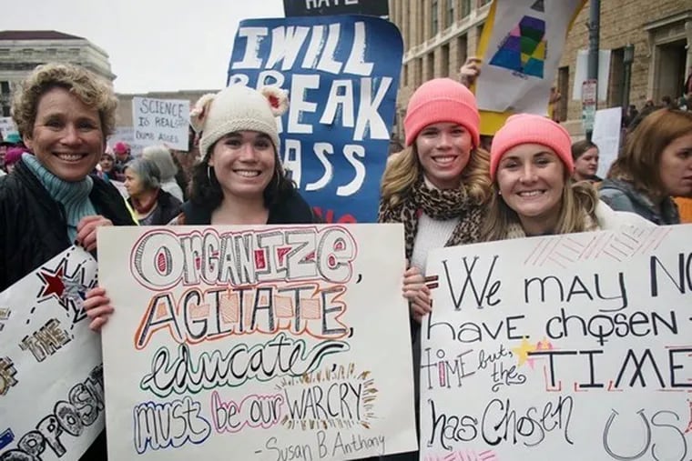From left: Chrissy Houlahan with Molly Houlahan, Carly Houlahan and Meredith Cheney at the 2017 Womens March.