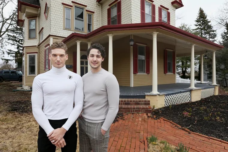 Zac Riley (left) and his fiancé, Justin Burns, moved from the Victor building in Camden to the historical home they've named Thornhill in Pitman, Gloucester County.