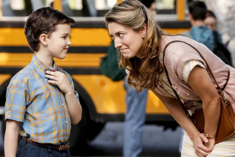 Iain Armitage  plays the young Sheldon Cooper and Zoe Perry plays his mom in “Young Sheldon.”