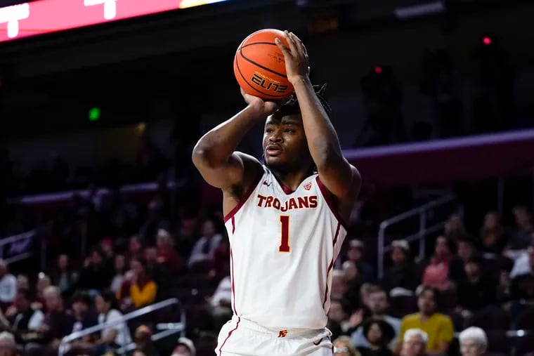 USC guard Isaiah Collier, shown during a game in November, could be the Sixers' 16th overall pick in the 2024 NBA draft.