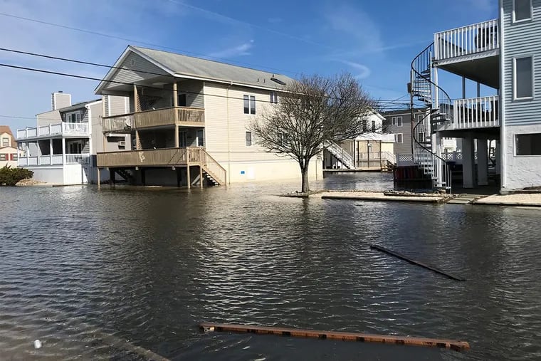Flooding after high tide on Friday, March 3, 2018 at 30th Street and West Avenue in Ocean City.
