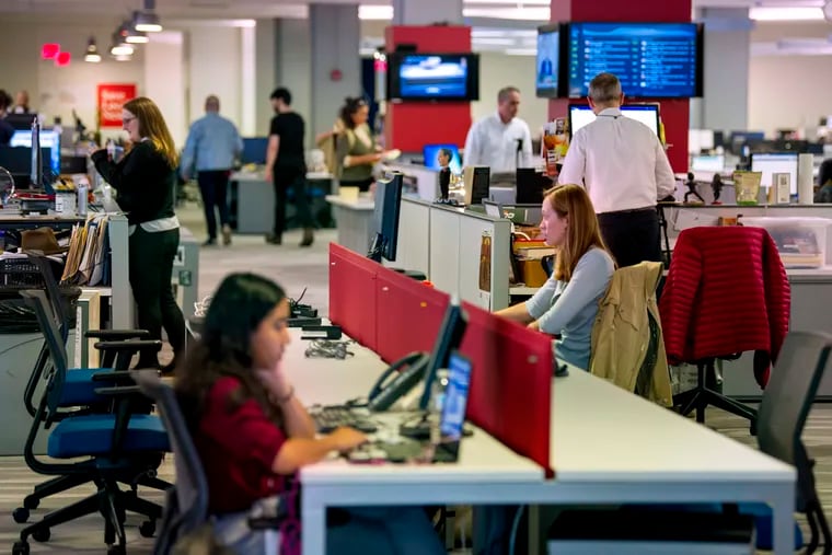 The Philadelphia Inquirer, with its newsroom shown here in October 2019, has received a $500,000 grant from the William Penn Foundation for a reporting project on the Future of Work in Philadelphia. The grant will be managed by The Inquirer's owner, the nonprofit Lenfest Foundation.
