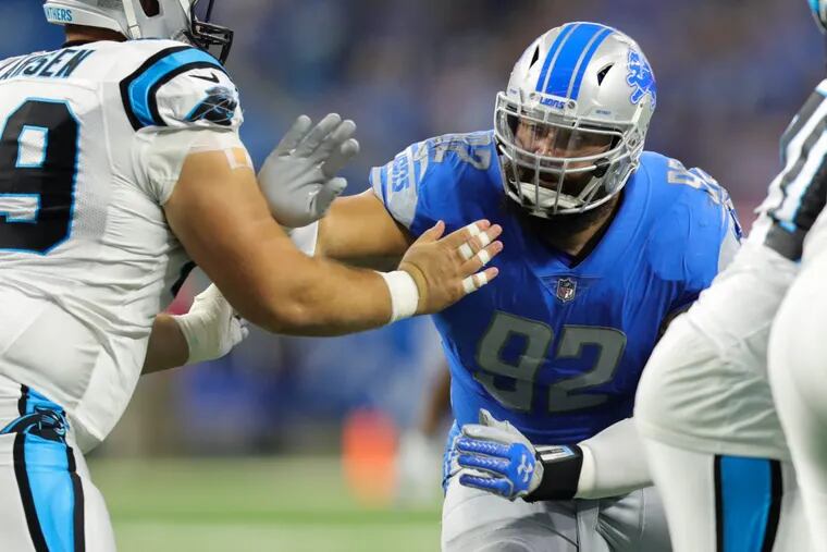 Defensive tackle Haloti Ngata (92) in action for the Lions against the Panthers in October.