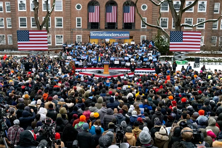 Sen. Bernie Sanders (I-Vt.) speaks on March 2 as he kicks off his second presidential campaign in the Brooklyn borough of New York. The 2020 Democratic primary race, writes George Will, is crowded with economic idealism.