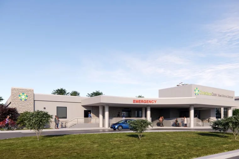 ChristianaCare, which is turning part of the former Jennersville Hospital into a micro-hospital with a small emergency department and 10 inpatient beds, announced that, in addition, it will open two such facilities in Delaware County next year. The rendering shows the Jennersville facility.