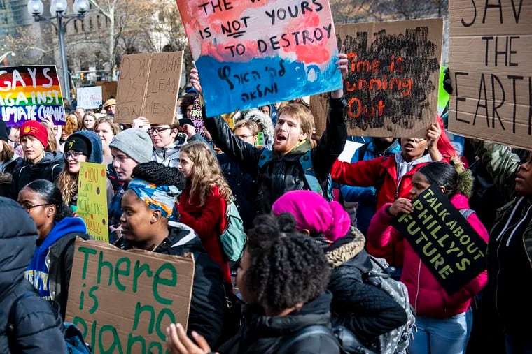 About 75 students from Walter B. Saul High School attended the Youth Climate Change Strike at Philadelphia City Hall on Dec. 6, 2019.