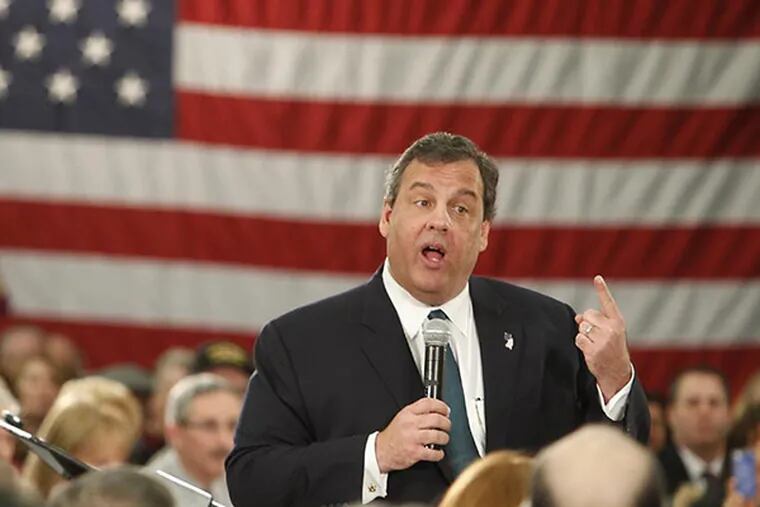 NJ Gov. Chris Christie speaks at a town hall meeting at Long Hill Community Center in Stirling, N.J. on Wednesday, Feb. 26, 2014. (AKIRA SUWA  /  Staff Photographer)