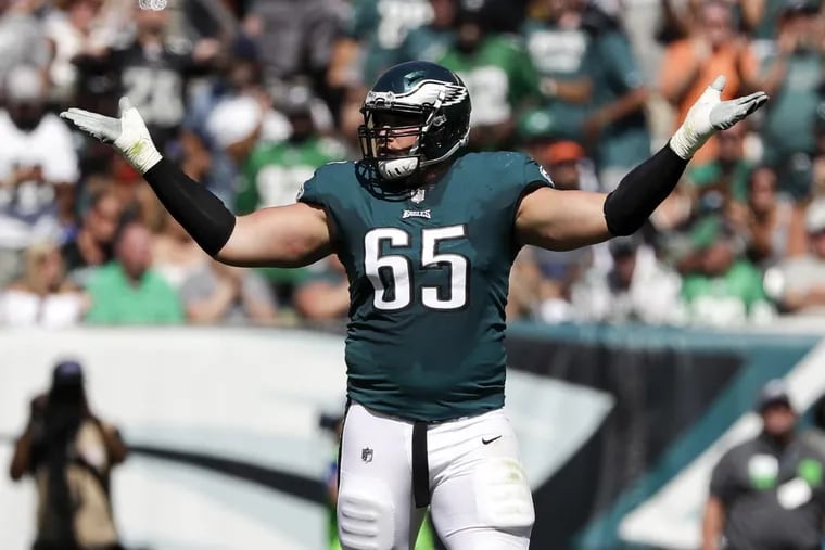 Eagles offensive tackle Lane Johnson during the victory over the New York Giants.