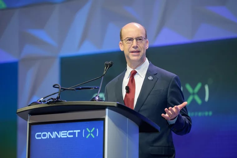 Jonathan Adelstein, President and CEO of the Wireless Infrastructure Association, speaks at the association's Connect (X) infrastructure event.