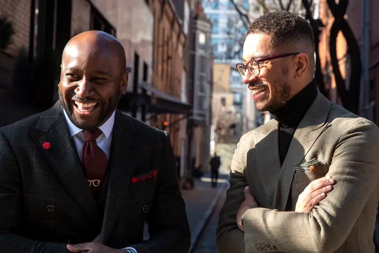 Clifton Wilson and Ontario Armstrong, the founders of Phildelphia-based pocket square company Armstrong & Wilson.