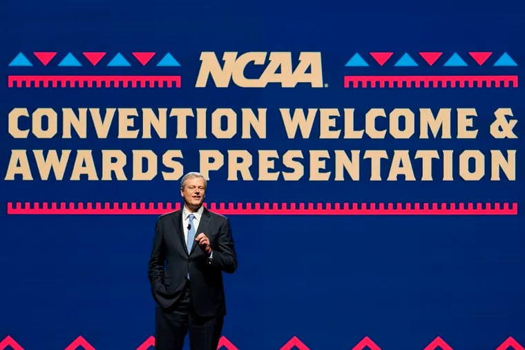 NCAA president Charlie Baker speaking at his first state of college sports address, at the association's annual convention on Wednesday, Jan. 10.