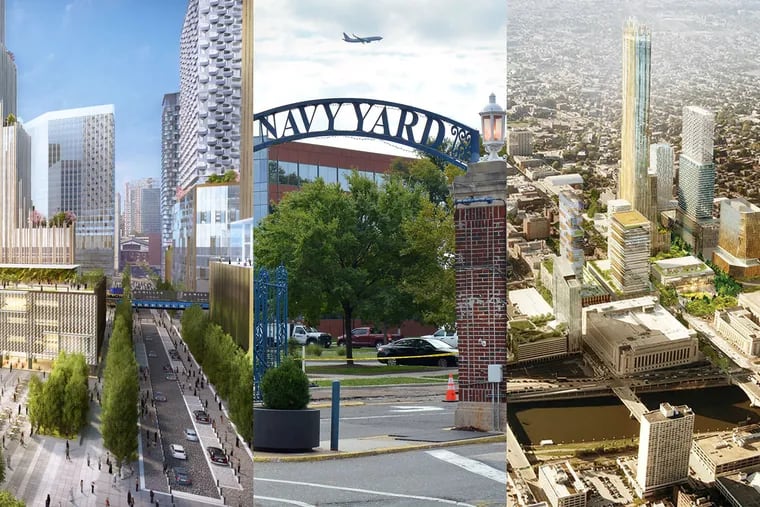 The three locations that Philadelphia officials plan to feature in their headquarters-site proposal to Amazon.com.