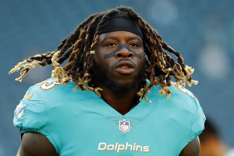 Miami Dolphins running back Jay Ajayi before a preseason football game against the Eagles in August.