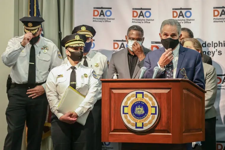 Philadelphia Police Commissioner Danielle Outlaw and Philadelphia District Attorney Larry Krasner speak during a press conference on the release of police body cam footage from the police shooting of Walter Wallace Jr.
