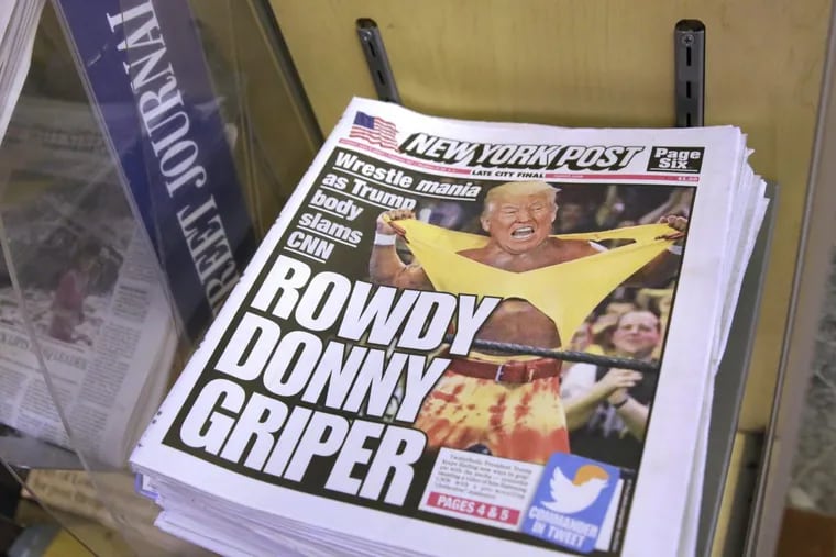 Monday’s New York Post featured an illustration of President Trump as a professional wrestler.