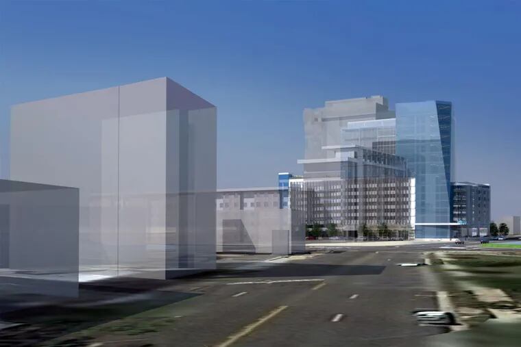 The planned Atlantic City campus of Stockton University, in an artist’s
rendering. It would be built in the city’s Chelsea section, and include a
500-student dorm with ocean views.