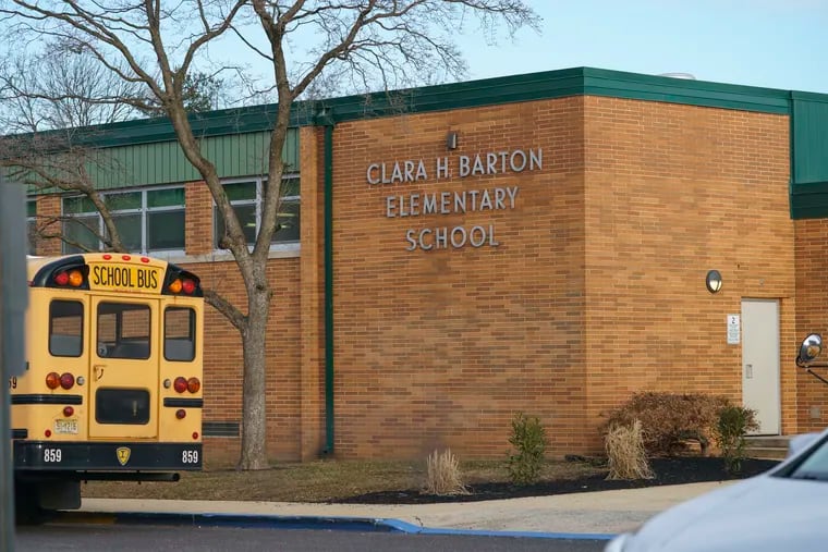 An exterior view of Clara Barton Elementary School, in Cherry Hill.