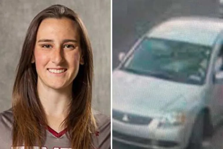 Temple University lacrosse player Rachel Hall (left) was critically injured in a hit-and-run crash near the school's campus on April 29, 2015. Police have recovered the vehicle involved. (Photos from Temple lacrosse and Philadelphia police)