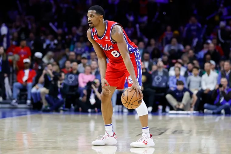 De'Anthony Melton Philadelphia 76ers Player-Issued #8 White City Jersey  from the 2022-23 NBA Season