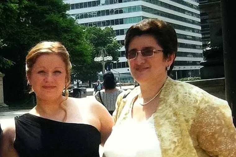Mariya Plekan (right) with friend Daria.