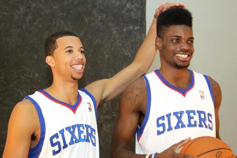 Sixers rookies Michael Carter-Williams and Nerlens Noel. (Charles Fox/Staff Photographer)