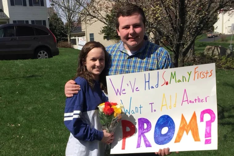 Becca Staas and Justin Dampman, who go to different schools, each staged a &quot;promposal.&quot; Dampman's idea was to have a scavenger hunt.