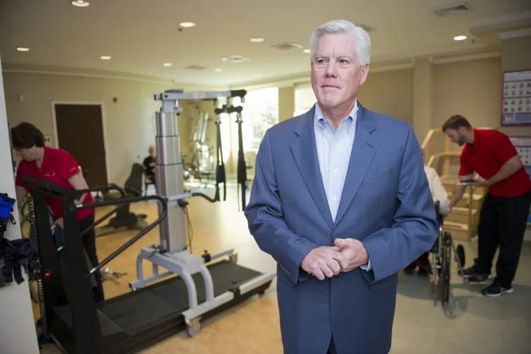 Genesis Healthcare CEO George Hager, shown here in 2016 in the gym of Powerback Rehabilitation in Voorhees, recently guided the Kennett Square company through a major financial restructuring.