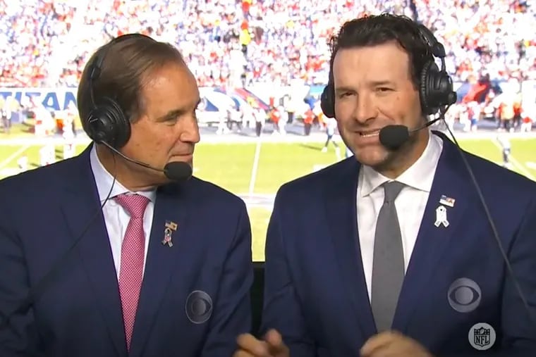 Jim Nantz and Tony Romo, the top NFL broadcast team on CBS, will call Eagles-Patriots on Sunday at Lincoln Financial Field.