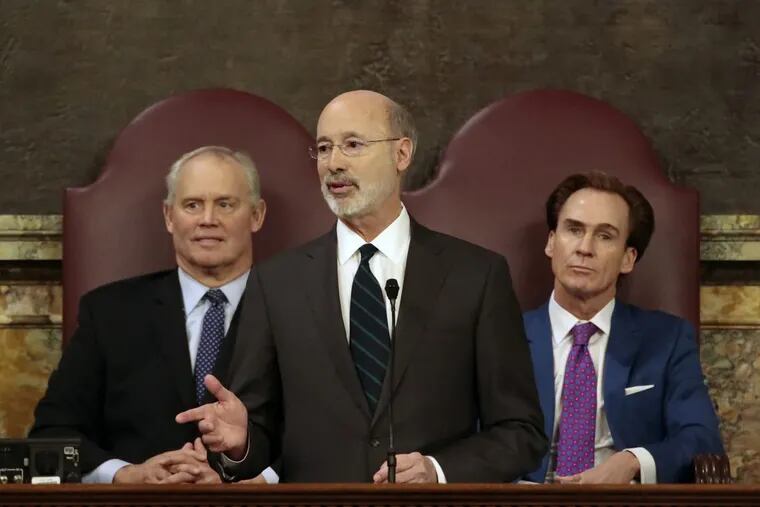 Gov. Wolf giving his budget address at the state Capitol on Feb. 6.