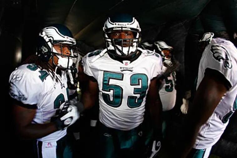 "It's like night and day between now and last year at this time,'' Eagles linebacker Moise Fokou said. (AP Photo / Matt Slocum)