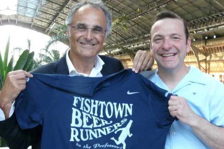 Spanish physician Manuel Castillo (left) did a beer hydration study that became sort of a rallying cry for David April (right), co-founder of the Fishtown Beer Runners.