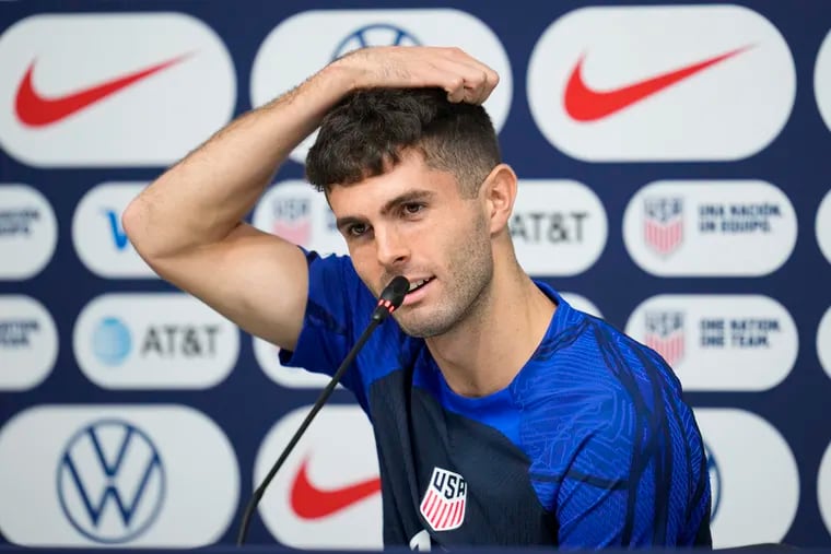 Christian Pulisic of the United States attends a press conference before a training session at Al-Gharafa SC Stadium, in Doha on Dec. 1, 2022.