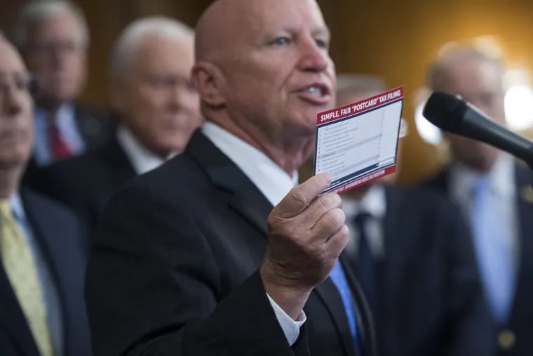 U.S. Rep. Kevin Brady (R., Texas), during an announcement in the Capitol’s Rayburn Room on a tax-reform proposal with Republican House and Senate leaders on Sept. 27. Republicans on Thursday gave final approval to a 2018 GOP budget resolution.