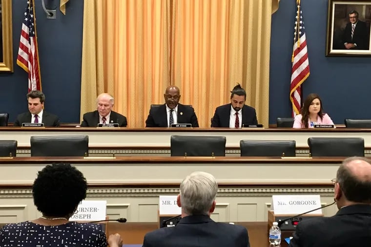 U.S. Rep. Dwight Evans (center) chairs a hearing of the House Small Business Committee in March.