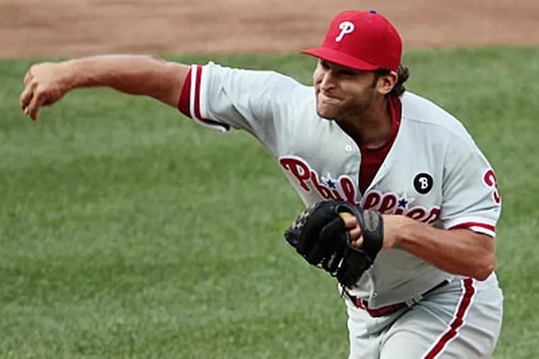 Michael Schwimer pitched three innings in his major league debut against the Nationals. (Pablo Martinez Monsivais/AP)