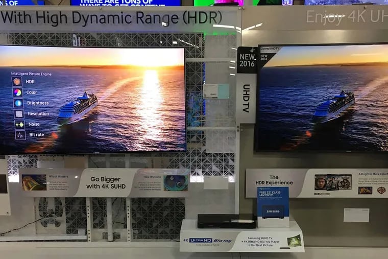 Samsung's HDR-enhanced picture (left) is worth a thousand words (and extra bucks). HDR broadens the array of color tones in a scene and employs hyper-saturated visual effects.
