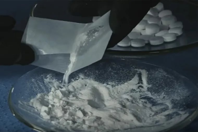 A screen shot of suspected fentanyl from the video.