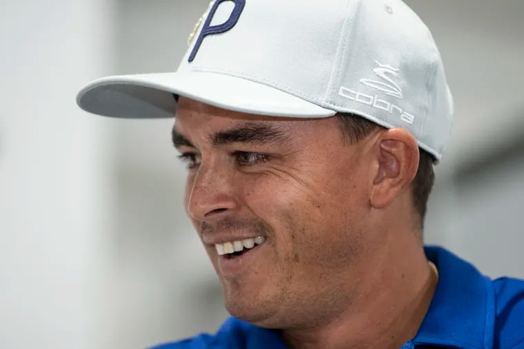 Rickie Fowler talks to the media during the 2018 PGA Tour BMW Championship at the Aronimink Golf Club in Newtown Square, Pennsylvania. Tuesday, September 4, 2018.