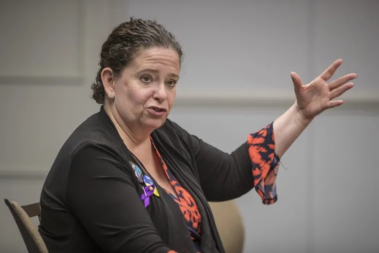 Beth Grossman, who is running for Philadelphia District Attorney as a Republican speaks to a class at Temple Law School on Wednesday, ctober 11, 2017.
