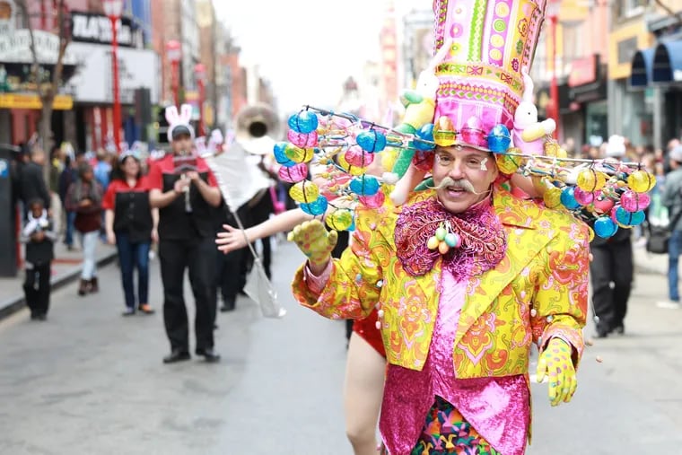 Henri David, owner of Halloween jewelry store, heads the annual Easter Promenade, happening Sunday, April 21 along South Street near Headhouse Square, donning his "mile-high Easter bonnet."