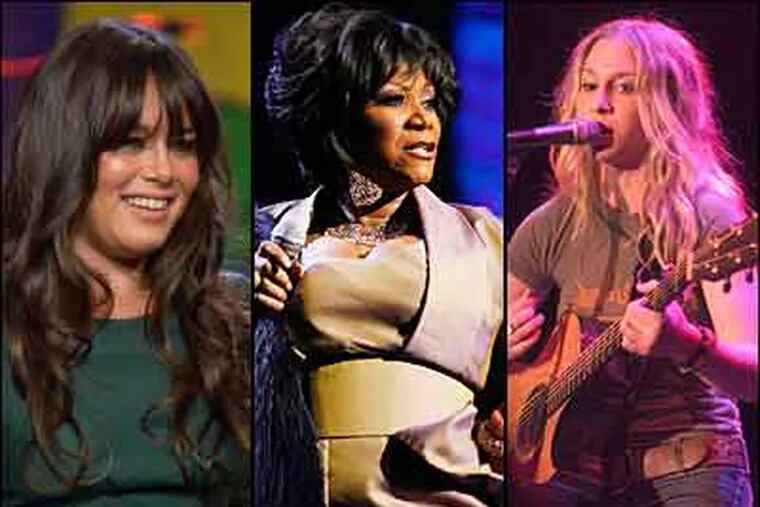 Rachel Yamagata (from left), Patti LaBelle and Toby Lightman are among Philadelphia's great crop of singer/songwriter champs.