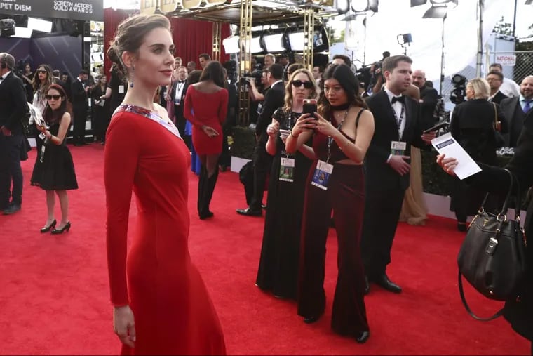 Alison Brie arrives at the 24th annual Screen Actors Guild Awards at the Shrine Auditorium &amp; Expo Hall on Sunday, Jan. 21, 2018, in Los Angeles. (Photo by Matt Sayles/Invision/AP)