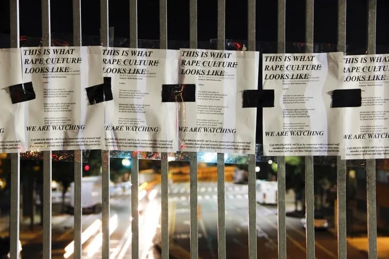 Students at University of Pennsylvania used these flyers to protest an off-campus fraternity after a controversial email.