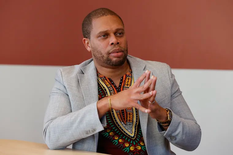 Temple University Professor and Director of the Center for Anti-Racism Timothy Welbeck in the Center for Anti-Racism in Mazur Hall of the College of Liberal Arts.