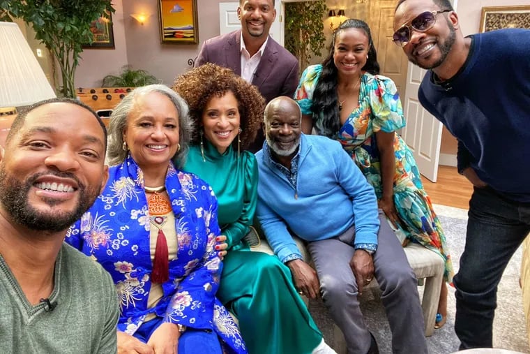 Philly's Will Smith (left) with the reunited cast of "The Fresh Prince of Bel-Air."