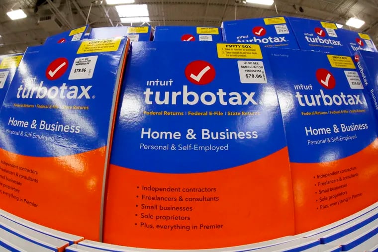 A display of TurboTax software.