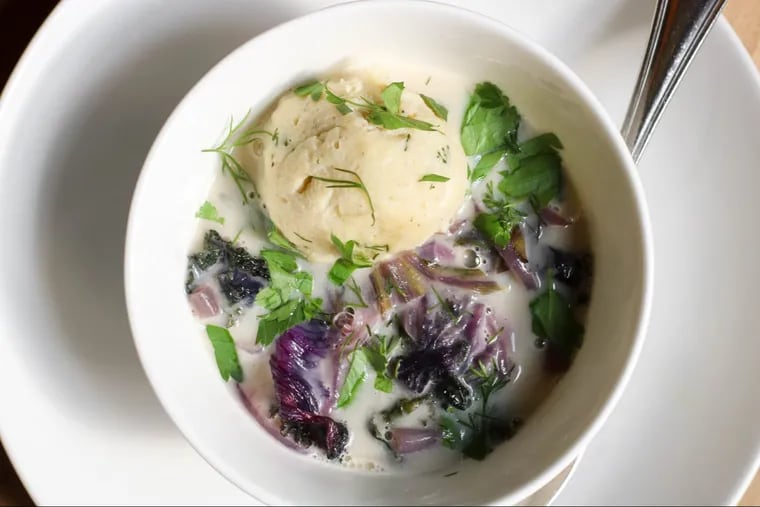 Plan for Seder dinner by prepping the matzoh ball soup in advance. Need recipe inspiration? Try this Parsnip Matzo Ball Soup from Abe Fisher’s Yehuda Sichel.