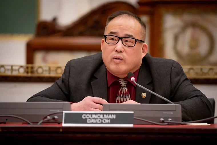Councilman David Oh speaks during a hearing about DHS at City Hall, in Philadelphia, February 12, 2019.