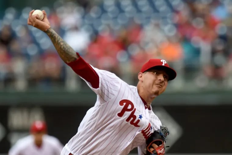 Phillies starter Vince Velasquez lasted only three-plus innings and allowed four runs.
